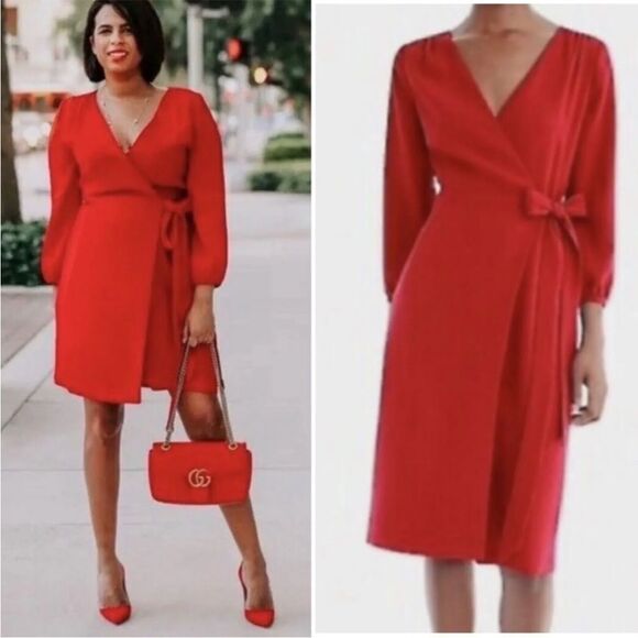 J. Crew 365 Crepe Wrap Dress Red Size 0 - Picture 1 of 10